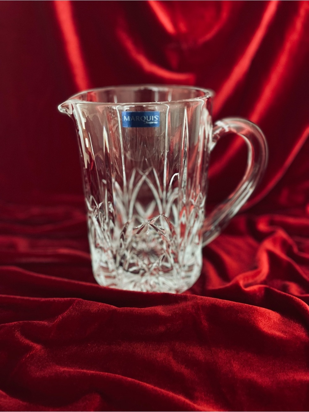 Marquise Clear Crystal Pitcher with Faceted Cut Pattern